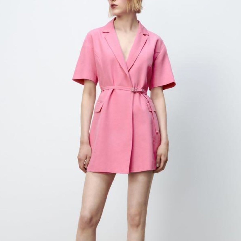 Zara pink belted dress